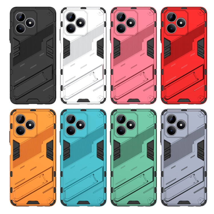 For Realme C53 4G Punk Armor 2 in 1 PC + TPU Phone Case with Holder(Light Red) - Realme Cases by PMC TechLife | Online Shopping South Africa | PMC TechLife | Buy Now Pay Later Mobicred