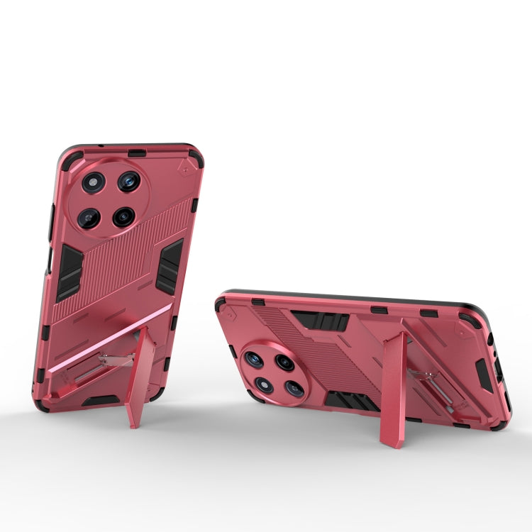 For Realme 11 4G Global Punk Armor 2 in 1 PC + TPU Phone Case with Holder(Light Red) - Realme Cases by PMC TechLife | Online Shopping South Africa | PMC TechLife | Buy Now Pay Later Mobicred