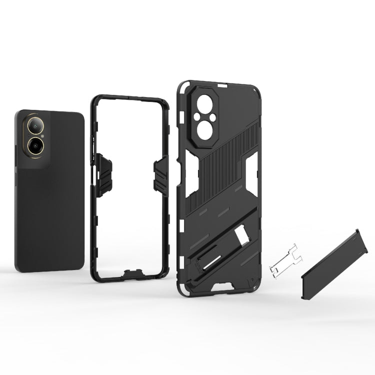 For Realme C67 4G Global Punk Armor 2 in 1 PC + TPU Phone Case with Holder(Light Red) - Realme Cases by PMC TechLife | Online Shopping South Africa | PMC TechLife | Buy Now Pay Later Mobicred