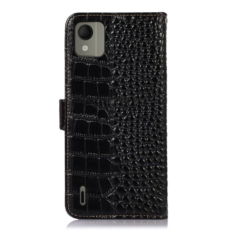 For Nokia C110 Crocodile Top Layer Cowhide Leather Phone Case(Black) - Nokia Cases by PMC TechLife | Online Shopping South Africa | PMC TechLife | Buy Now Pay Later Mobicred