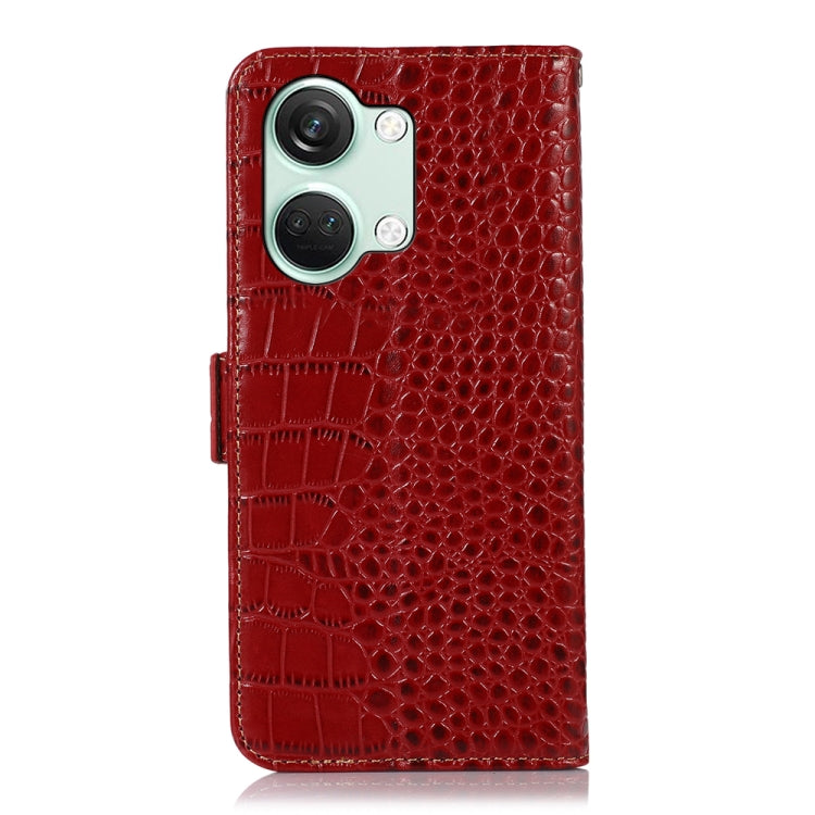 For OnePlus Nord 3 / Ace 2V Crocodile Top Layer Cowhide Leather Phone Case(Red) - OnePlus Cases by PMC TechLife | Online Shopping South Africa | PMC TechLife | Buy Now Pay Later Mobicred
