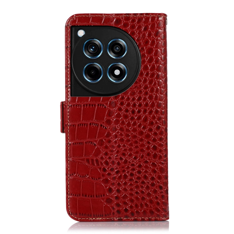 For OnePlus Ace 3 / 12R Crocodile Top Layer Cowhide Leather Phone Case(Red) - OnePlus Cases by PMC TechLife | Online Shopping South Africa | PMC TechLife | Buy Now Pay Later Mobicred