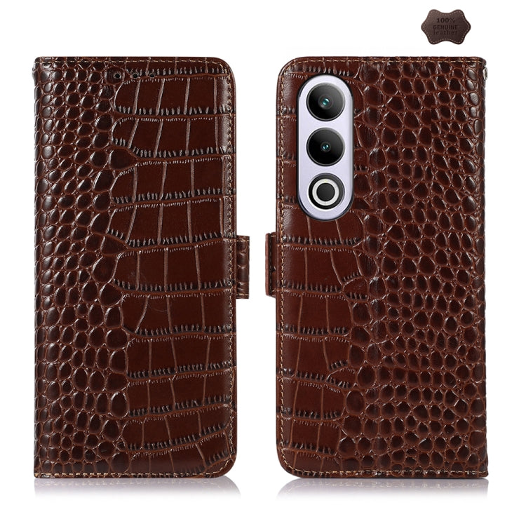 For OnePlus Nord CE4 5G Global Crocodile Top Layer Cowhide Leather Phone Case(Brown) - OnePlus Cases by PMC TechLife | Online Shopping South Africa | PMC TechLife | Buy Now Pay Later Mobicred