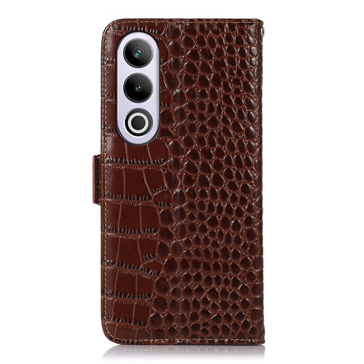 For OnePlus Nord CE4 5G Global Crocodile Top Layer Cowhide Leather Phone Case(Brown) - OnePlus Cases by PMC TechLife | Online Shopping South Africa | PMC TechLife | Buy Now Pay Later Mobicred