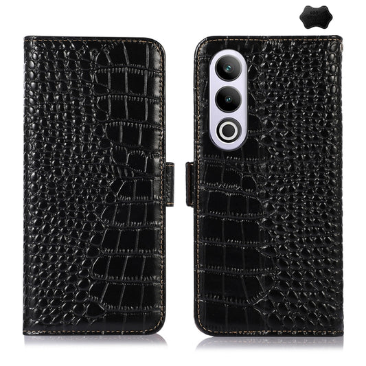 For OnePlus Nord CE4 5G Global Crocodile Top Layer Cowhide Leather Phone Case(Black) - OnePlus Cases by PMC Jewellery | Online Shopping South Africa | PMC Jewellery | Buy Now Pay Later Mobicred