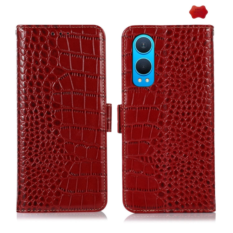 For OnePlus Nord CE4 Lite Crocodile Top Layer Cowhide Leather Phone Case(Red) - OnePlus Cases by PMC TechLife | Online Shopping South Africa | PMC TechLife | Buy Now Pay Later Mobicred