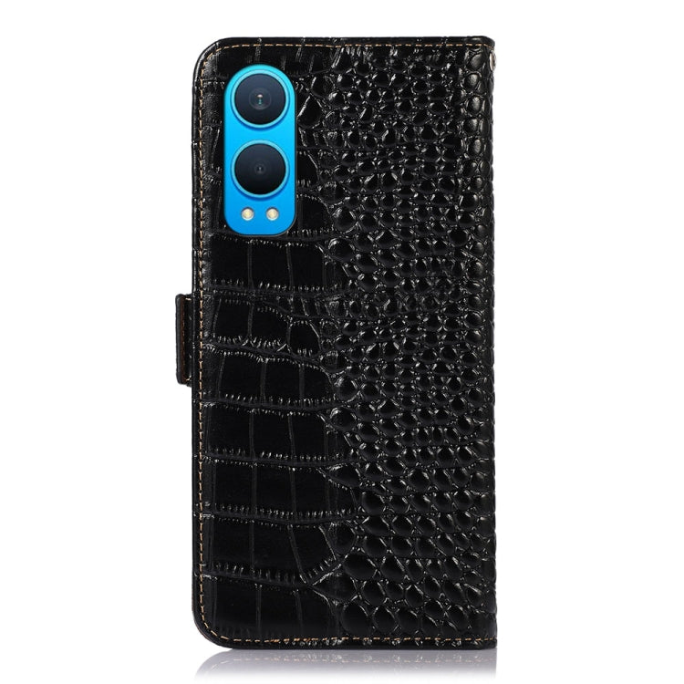 For OnePlus Nord CE4 Lite Crocodile Top Layer Cowhide Leather Phone Case(Black) - OnePlus Cases by PMC TechLife | Online Shopping South Africa | PMC TechLife | Buy Now Pay Later Mobicred