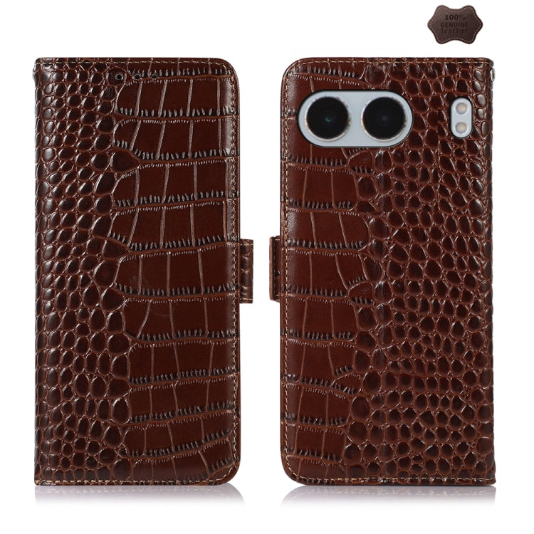 For OnePlus Nord 4 Crocodile Top Layer Cowhide Leather Phone Case(Brown) - OnePlus Cases by PMC TechLife | Online Shopping South Africa | PMC TechLife | Buy Now Pay Later Mobicred