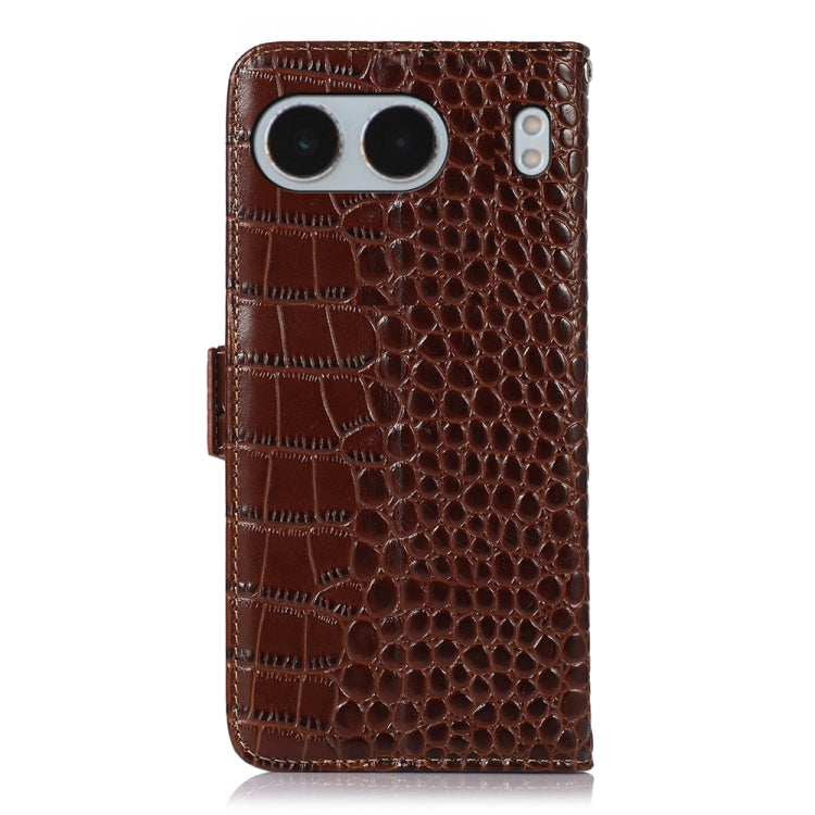 For OnePlus Nord 4 Crocodile Top Layer Cowhide Leather Phone Case(Brown) - OnePlus Cases by PMC TechLife | Online Shopping South Africa | PMC TechLife | Buy Now Pay Later Mobicred