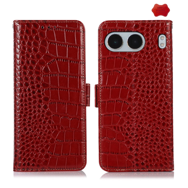For OnePlus Nord 4 Crocodile Top Layer Cowhide Leather Phone Case(Red) - Nord 4 Cases by PMC TechLife | Online Shopping South Africa | PMC TechLife | Buy Now Pay Later Mobicred