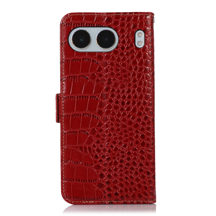 For OnePlus Nord 4 Crocodile Top Layer Cowhide Leather Phone Case(Red) - Nord 4 Cases by PMC TechLife | Online Shopping South Africa | PMC TechLife | Buy Now Pay Later Mobicred