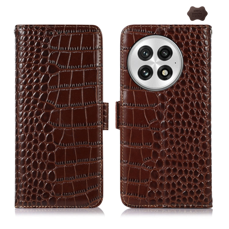 For OnePlus Nord 13 Crocodile Top Layer Cowhide Leather Phone Case(Brown) - OnePlus Cases by PMC TechLife | Online Shopping South Africa | PMC TechLife | Buy Now Pay Later Mobicred