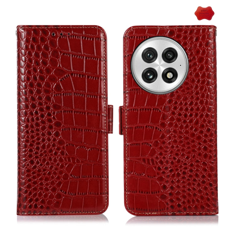 For OnePlus Nord 13 Crocodile Top Layer Cowhide Leather Phone Case(Red) - OnePlus Cases by PMC TechLife | Online Shopping South Africa | PMC TechLife | Buy Now Pay Later Mobicred