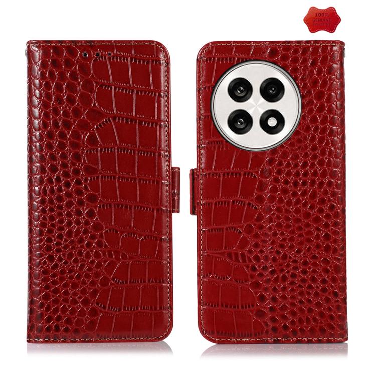 For OnePlus Ace 5 Pro / Ace 5 Crocodile Top Layer Cowhide Leather Phone Case(Red) - Ace 5 Cases by PMC TechLife | Online Shopping South Africa | PMC TechLife | Buy Now Pay Later Mobicred