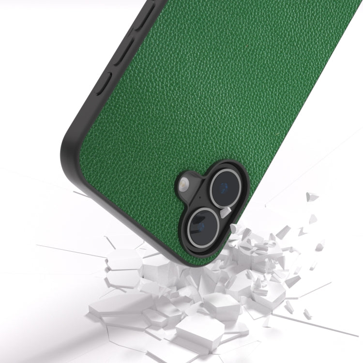 For iPhone 16 ABEEL Black Edge Genuine Leather Mino Phone Case(Green) - iPhone 16 Cases by PMC Jewellery | Online Shopping South Africa | PMC Jewellery | Buy Now Pay Later Mobicred