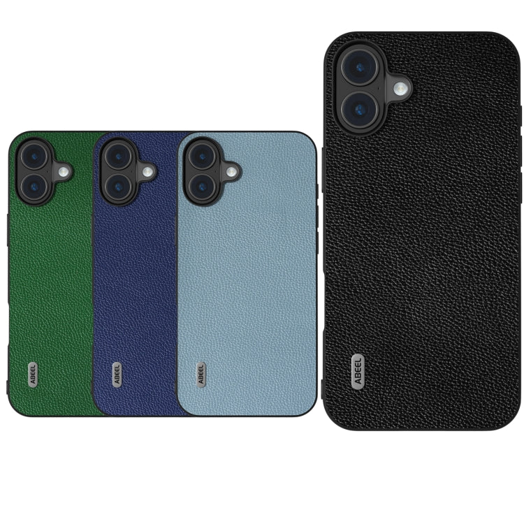 For iPhone 16 Plus ABEEL Black Edge Genuine Leather Mino Phone Case(Royal Blue) - iPhone 16 Plus Cases by PMC TechLife | Online Shopping South Africa | PMC TechLife | Buy Now Pay Later Mobicred
