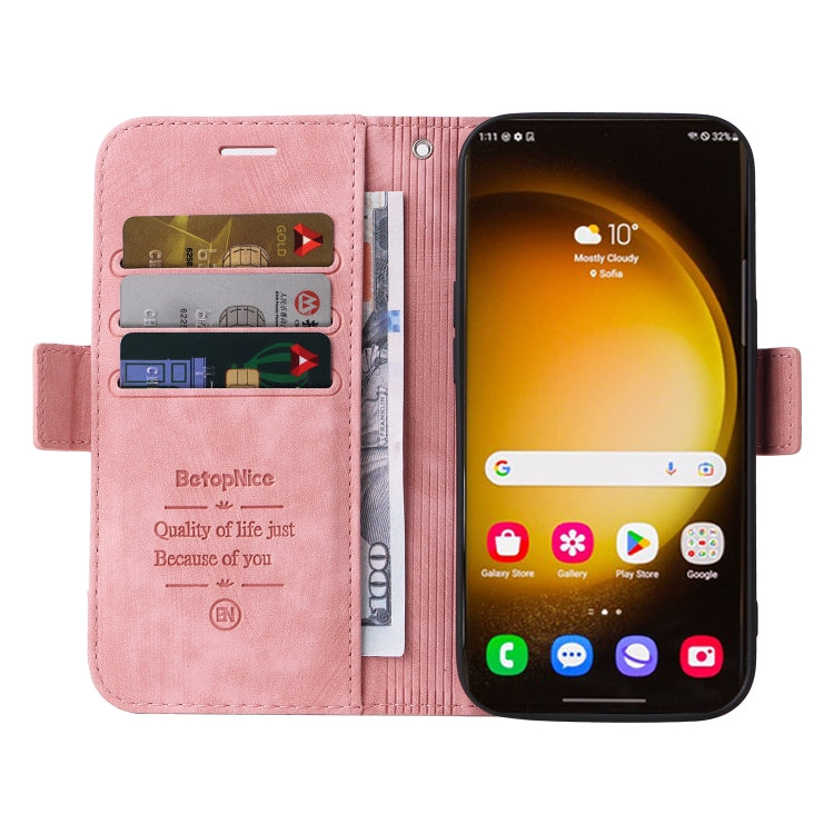 For Samsung Galaxy S24 Ultra BETOPNICE Dual-side Buckle Leather Phone Case(Pink) - Galaxy Phone Cases by BETOPNICE | Online Shopping South Africa | PMC Jewellery | Buy Now Pay Later Mobicred