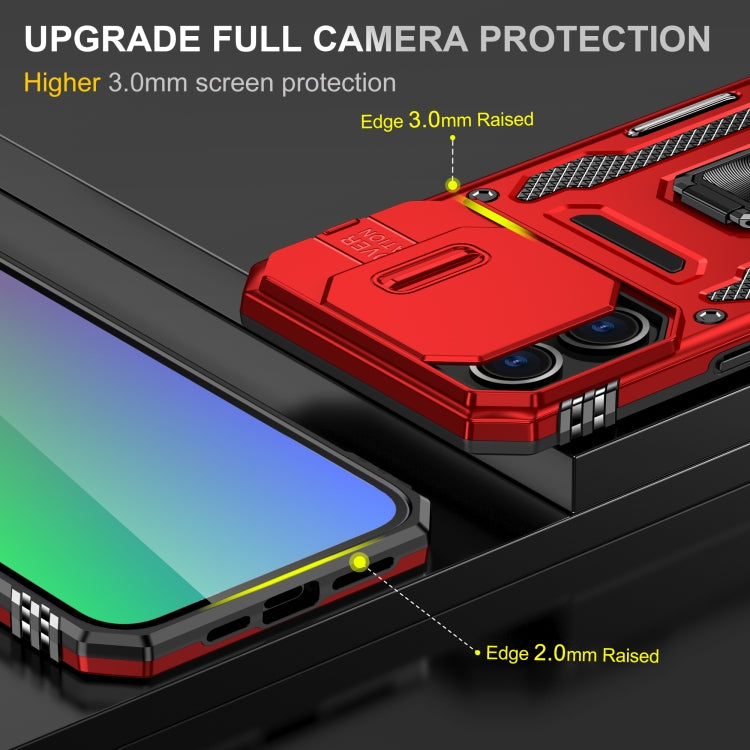 For iPhone 16 Pro Armor PC + TPU Camera Shield Phone Case(Red) - iPhone 16 Pro Cases by PMC TechLife | Online Shopping South Africa | PMC TechLife | Buy Now Pay Later Mobicred