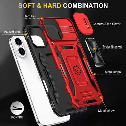 For iPhone 16 Plus Armor PC + TPU Camera Shield Phone Case(Red) - iPhone 16 Plus Cases by PMC Jewellery | Online Shopping South Africa | PMC Jewellery | Buy Now Pay Later Mobicred