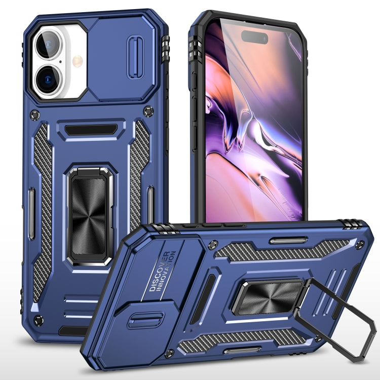 For iPhone 16 Armor PC + TPU Camera Shield Phone Case(Navy Blue) - iPhone 16 Cases by PMC TechLife | Online Shopping South Africa | PMC TechLife | Buy Now Pay Later Mobicred