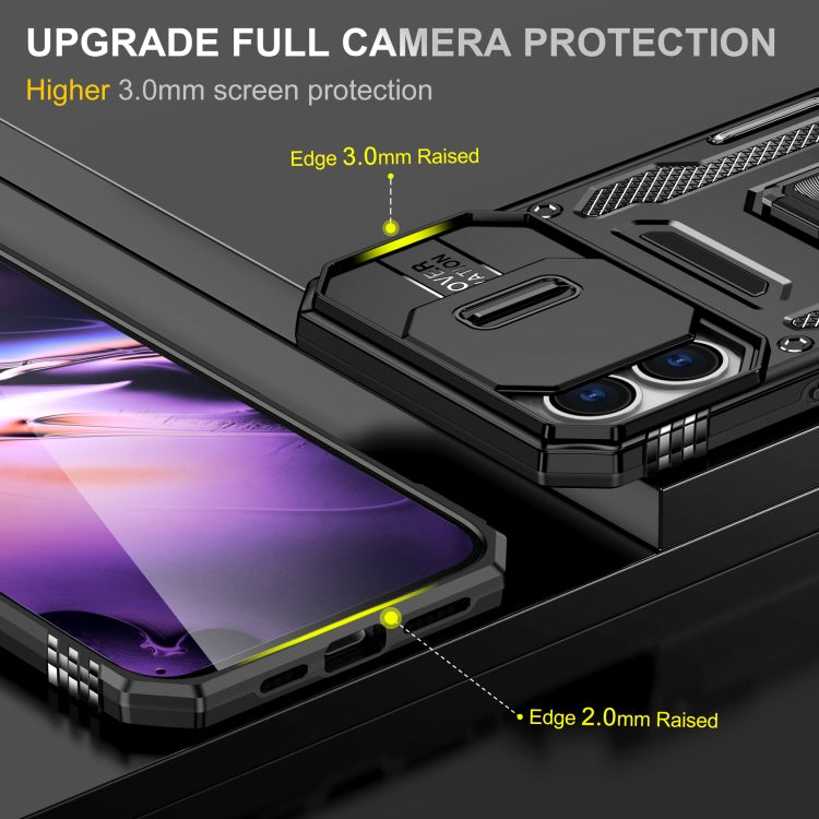 For iPhone 16 Armor PC + TPU Camera Shield Phone Case(Black) - iPhone 16 Cases by PMC TechLife | Online Shopping South Africa | PMC TechLife | Buy Now Pay Later Mobicred