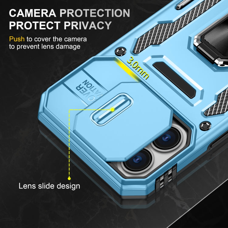 For iPhone 16 Armor PC + TPU Camera Shield Phone Case(Light Blue) - iPhone 16 Cases by PMC Jewellery | Online Shopping South Africa | PMC Jewellery | Buy Now Pay Later Mobicred