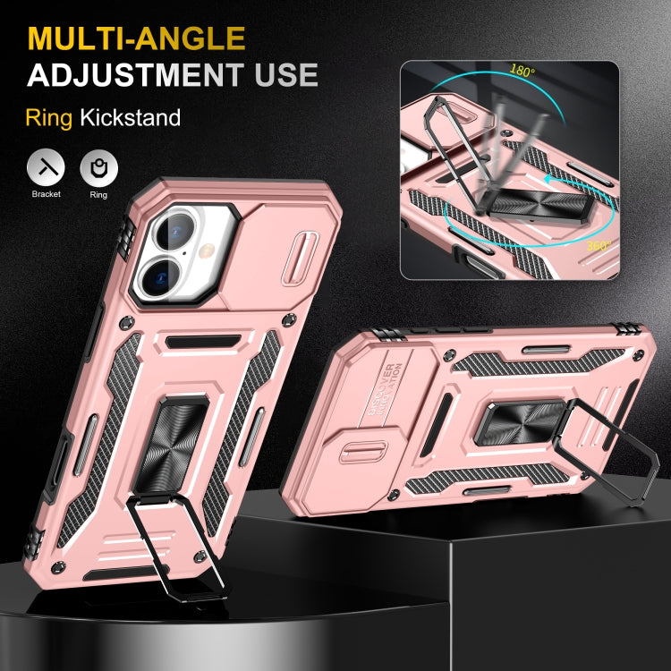 For iPhone 16 Armor PC + TPU Camera Shield Phone Case(Rose Gold) - iPhone 16 Cases by PMC Jewellery | Online Shopping South Africa | PMC Jewellery | Buy Now Pay Later Mobicred