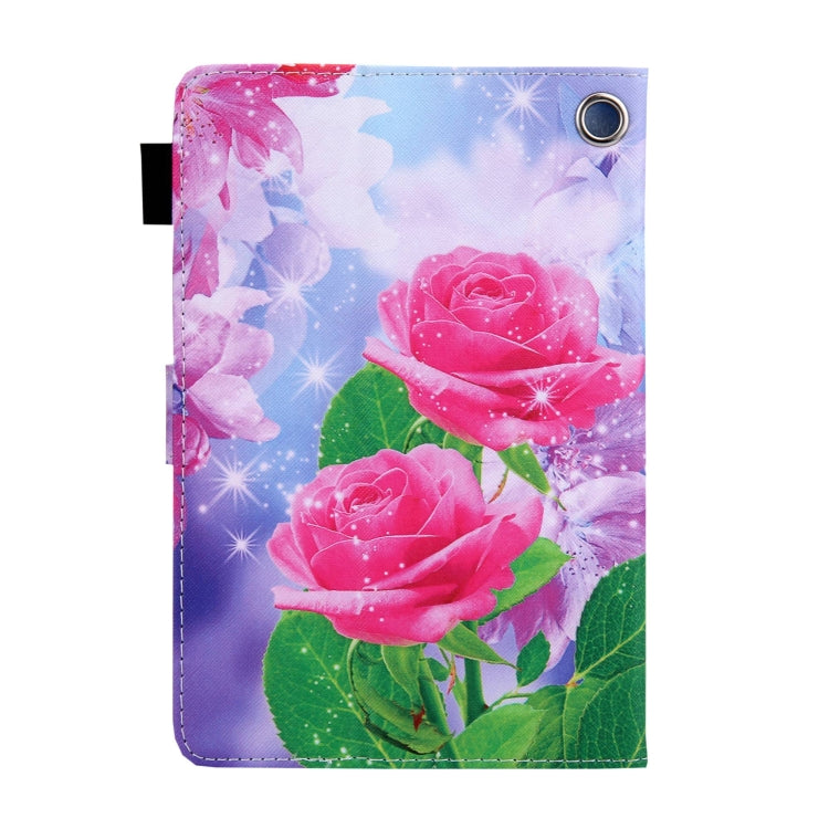 For Amazon Fire Max 11 2023 Colored Drawing Leather Smart Tablet Case(Red Rose) - Amazon by PMC TechLife | Online Shopping South Africa | PMC TechLife | Buy Now Pay Later Mobicred