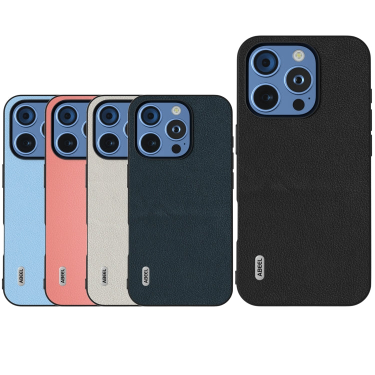 For iPhone 16 Pro ABEEL Genuine Leather Wave Black Edge Phone Case(Blue) - iPhone 16 Pro Cases by PMC TechLife | Online Shopping South Africa | PMC TechLife | Buy Now Pay Later Mobicred