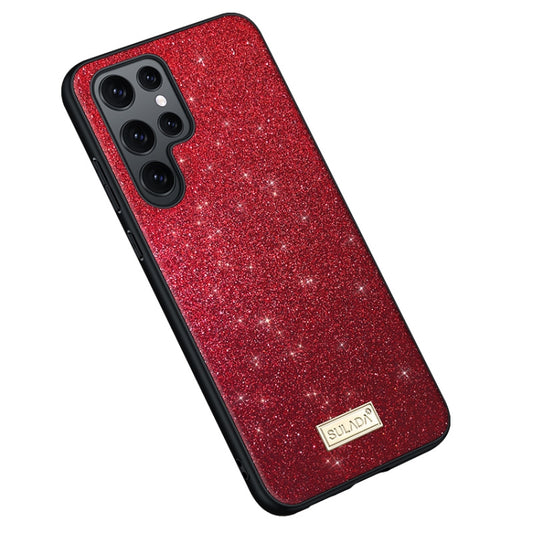 For Samsung Galaxy S24 Ultra 5G SULADA Glittery TPU Hybrid Handmade Leather Phone Case(Red) - Galaxy S24 Ultra 5G Cases by SULADA | Online Shopping South Africa | PMC Jewellery | Buy Now Pay Later Mobicred