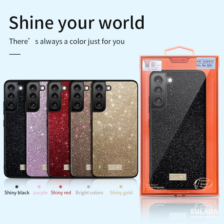 For Samsung Galaxy S25 Ultra 5G SULADA Glittery TPU Hybrid Handmade Leather Phone Case(Gold) - Galaxy S25 Ultra 5G Cases by SULADA | Online Shopping South Africa | PMC Jewellery | Buy Now Pay Later Mobicred