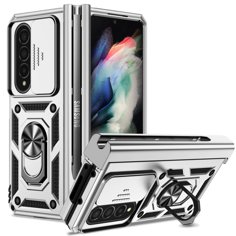 For Samsung Galaxy Z Fold4 Sliding Camshield Holder Phone Case(Silver) - Galaxy Z Fold4 5G Cases by PMC TechLife | Online Shopping South Africa | PMC TechLife