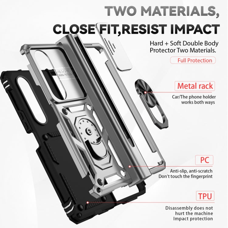 For Samsung Galaxy Z Fold4 Sliding Camshield Holder Phone Case(Silver) - Galaxy Z Fold4 5G Cases by PMC TechLife | Online Shopping South Africa | PMC TechLife