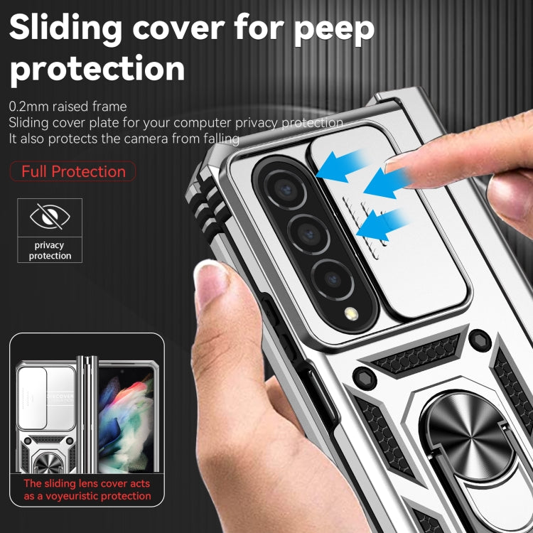 For Samsung Galaxy Z Fold4 Sliding Camshield Holder Phone Case(Silver) - Galaxy Z Fold4 5G Cases by PMC TechLife | Online Shopping South Africa | PMC TechLife