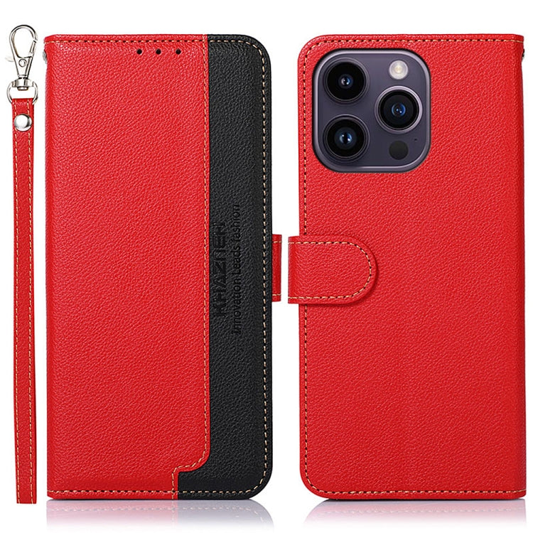 For iPhone 16 Pro KHAZNEH Litchi Texture Leather RFID Phone Case(Red) - iPhone 16 Pro Cases by PMC Jewellery | Online Shopping South Africa | PMC Jewellery | Buy Now Pay Later Mobicred