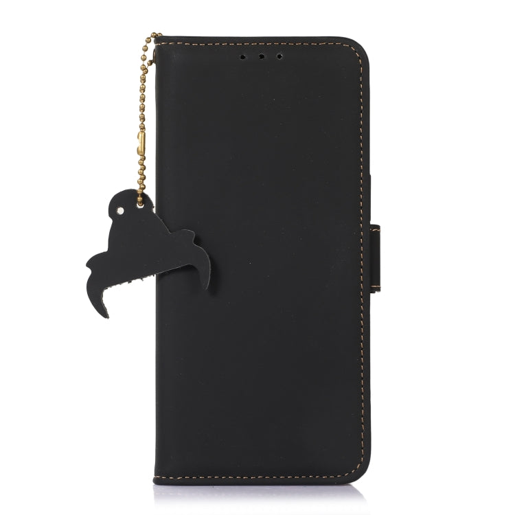 For iPhone 16 Pro Max Genuine Leather Magnetic RFID Leather Phone Case(Black) - iPhone 16 Pro Max Cases by PMC Jewellery | Online Shopping South Africa | PMC Jewellery | Buy Now Pay Later Mobicred