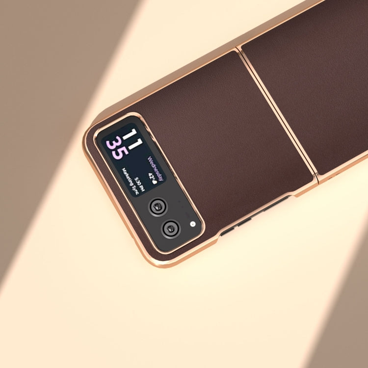 For Motorola Razr 40 Nano Plating Genuine Leather Xiaoya Series Phone Case(Coffee) - free shipping - PMC TechLife - Order now!