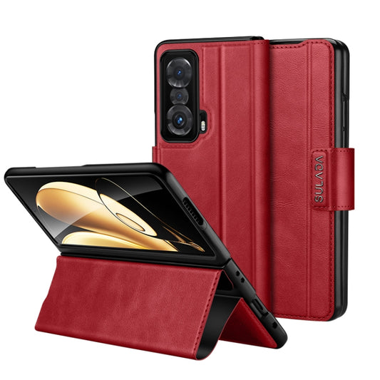 For Honor Magic V SULADA All-inclusive Magnetic Snap Flip Leather Phone Case(Red) - Honor Cases by SULADA | Online Shopping South Africa | PMC Jewellery | Buy Now Pay Later Mobicred