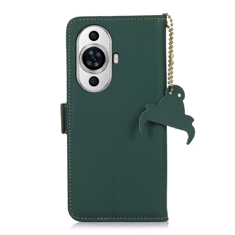 For Huawei Nova 11 Pro / Nova 11 Ultra Genuine Leather Magnetic RFID Leather Phone Case(Green) - Huawei Cases by PMC TechLife | Online Shopping South Africa | PMC TechLife | Buy Now Pay Later Mobicred