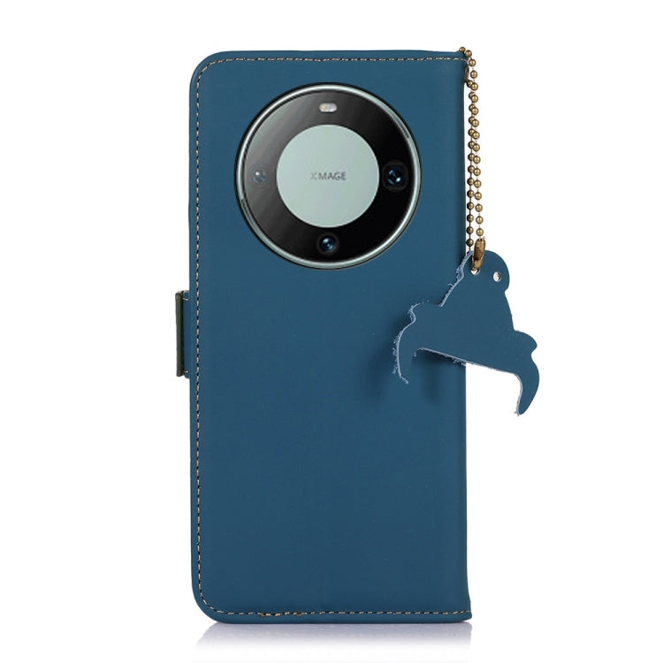 For Huawei Mate 60 Pro Genuine Leather Magnetic RFID Leather Phone Case(Blue) - Huawei Cases by PMC TechLife | Online Shopping South Africa | PMC TechLife | Buy Now Pay Later Mobicred