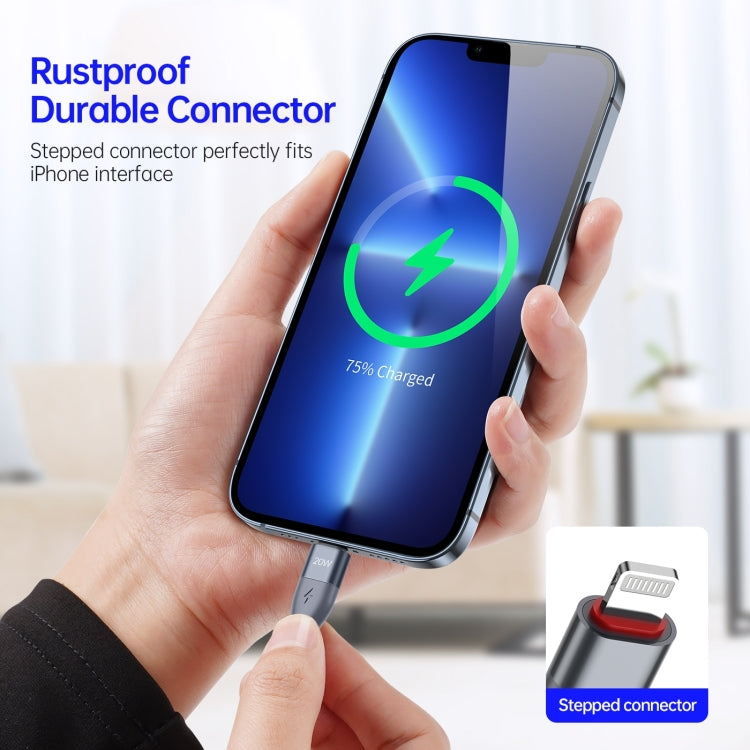 DUZZONA A1 PD 20W Type-C to 8 Pin Fast Charging Data Cable, Length:3m(Grey) - free shipping - PMC Jewellery - Order now!