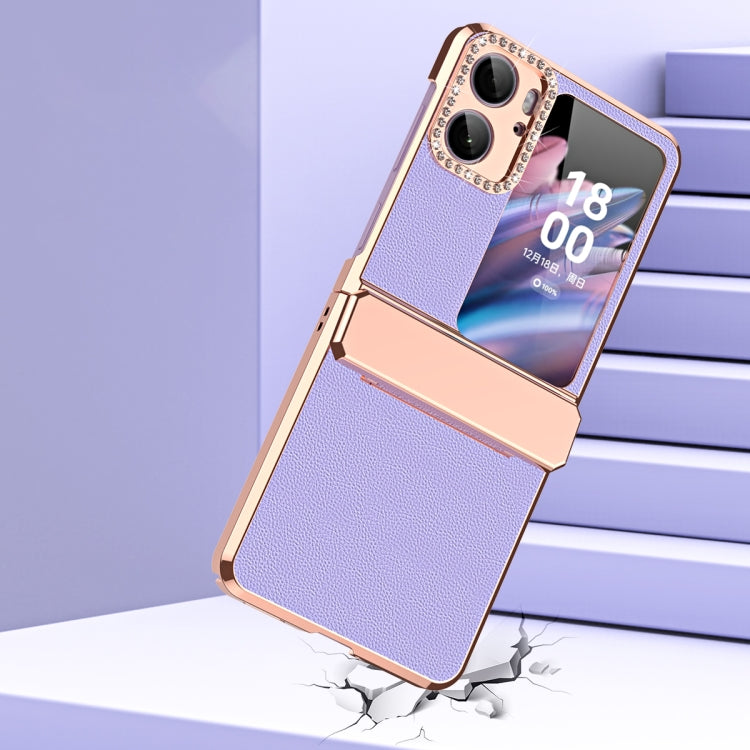 For OPPO Find N2 Flip Plated Plain Leather Folding Phone Case with Hinge(White) - free shipping - PMC TechLife - Order now!
