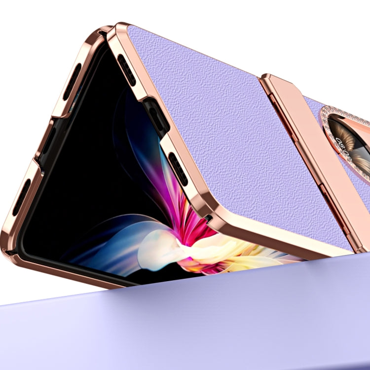 For Huawei P50 Pocket Plated Plain Leather Folding Phone Case with Hinge(Purple) - free shipping - PMC TechLife - Order now!