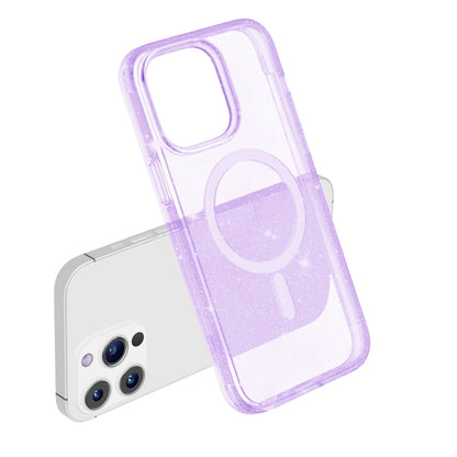 For iPhone 15 Pro Terminator Style Glitter Powder MagSafe Magnetic Phone Case(Purple) - iPhone 15 Pro Cases by PMC Jewellery | Online Shopping South Africa | PMC Jewellery