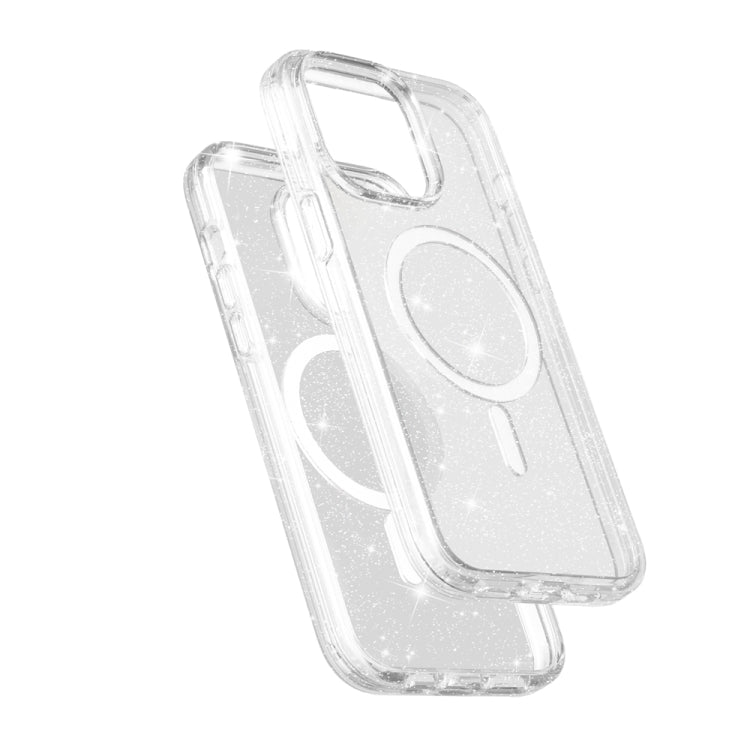 For iPhone 15 Pro Max Terminator Style Glitter Powder MagSafe Magnetic Phone Case(White) - iPhone 15 Pro Max Cases by PMC TechLife | Online Shopping South Africa | PMC TechLife