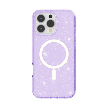 For iPhone 16 Pro Terminator Style Glitter Powder MagSafe Magnetic Phone Case(Purple) - iPhone 16 Pro Cases by PMC Jewellery | Online Shopping South Africa | PMC Jewellery | Buy Now Pay Later Mobicred