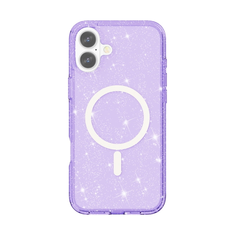 For iPhone 16 Terminator Style Glitter Powder MagSafe Magnetic Phone Case(Purple) - iPhone 16 Cases by PMC Jewellery | Online Shopping South Africa | PMC Jewellery | Buy Now Pay Later Mobicred
