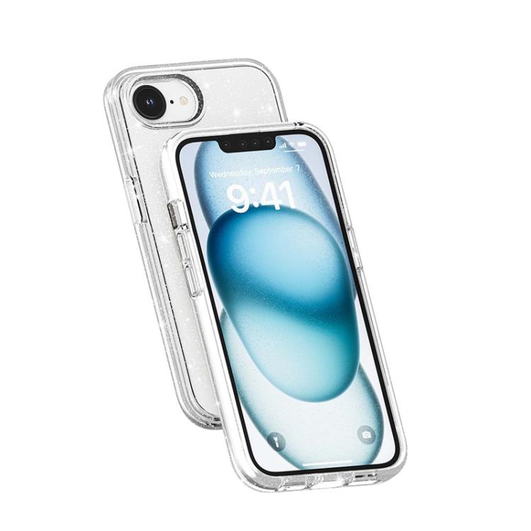 For iPhone 16e Terminator Style Glitter Powder MagSafe Magnetic Phone Case(White) - iPhone 16e Cases by PMC TechLife | Online Shopping South Africa | PMC TechLife | Buy Now Pay Later Mobicred
