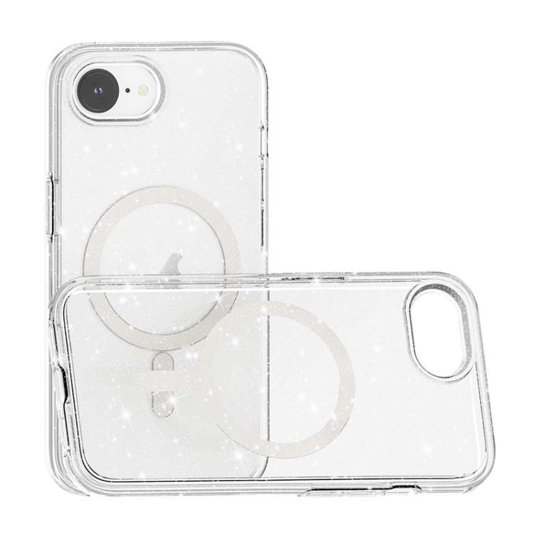 For iPhone 16e Terminator Style Glitter Powder MagSafe Magnetic Phone Case(White) - iPhone 16e Cases by PMC TechLife | Online Shopping South Africa | PMC TechLife | Buy Now Pay Later Mobicred