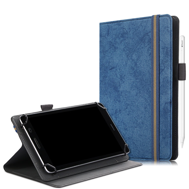 For 7-8 inch Marble Cloth Texture Horizontal Flip Universal Tablet PC Leather Case with Pen Slot & Holder(Dark Blue) - 8 inch by PMC TechLife | Online Shopping South Africa | PMC TechLife | Buy Now Pay Later Mobicred